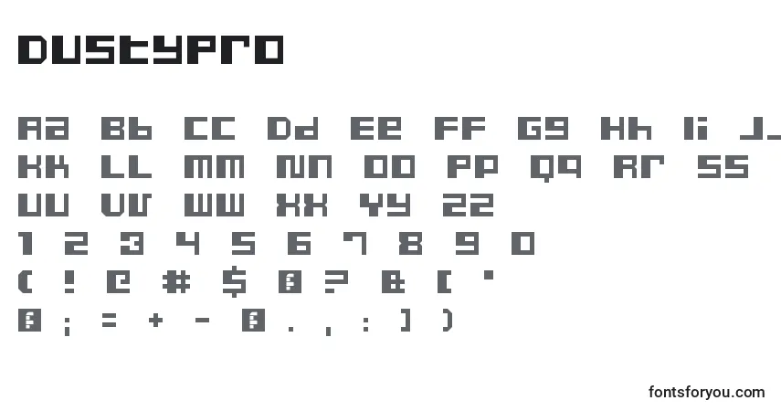 Fuente DustyPro - alfabeto, números, caracteres especiales
