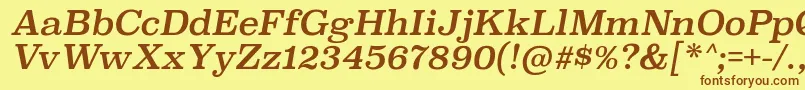 フォントSuperclarendonrgItalic – 茶色の文字が黄色の背景にあります。