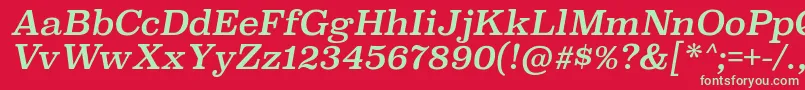 Czcionka SuperclarendonrgItalic – zielone czcionki na czerwonym tle