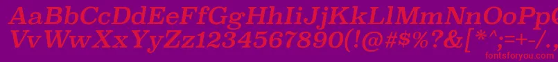 SuperclarendonrgItalic-fontti – punaiset fontit violetilla taustalla