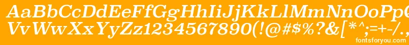 SuperclarendonrgItalic-Schriftart – Weiße Schriften auf orangefarbenem Hintergrund