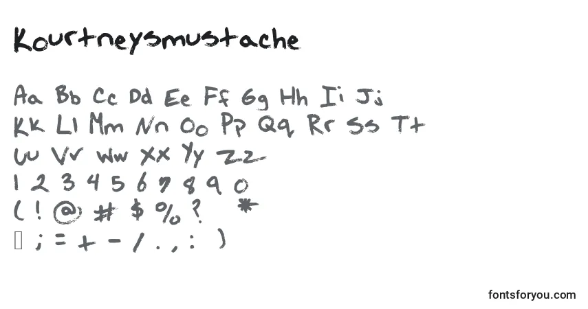 A fonte Kourtneysmustache – alfabeto, números, caracteres especiais