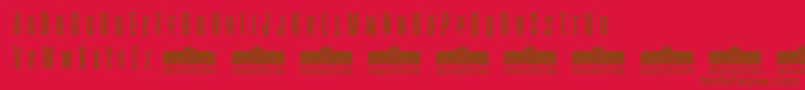 AliensAndCowsTrial-Schriftart – Braune Schriften auf rotem Hintergrund