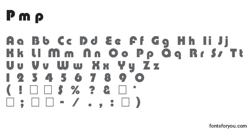 Schriftart Pmp – Alphabet, Zahlen, spezielle Symbole
