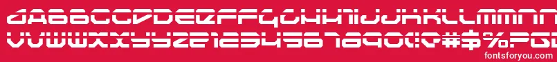 TravelerLaser-fontti – valkoiset fontit punaisella taustalla