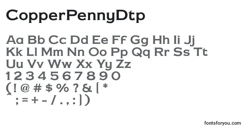Czcionka CopperPennyDtp – alfabet, cyfry, specjalne znaki