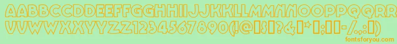 フォントVinnbbn – オレンジの文字が緑の背景にあります。