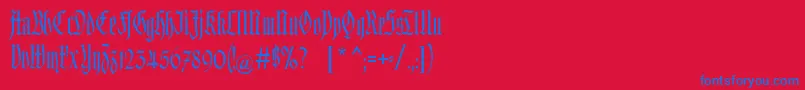 Czcionka Kleinsemmering – niebieskie czcionki na czerwonym tle