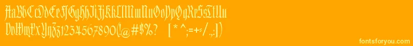 Kleinsemmering-Schriftart – Gelbe Schriften auf orangefarbenem Hintergrund