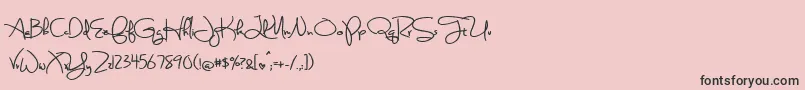 Fonte BmdSweetlyBrokenBold – fontes pretas em um fundo rosa