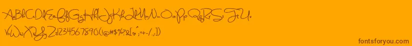 Weitere Informationen zur BmdSweetlyBrokenBold-Schriftart BmdSweetlyBrokenBold-Schriftart – Braune Schriften auf orangefarbenem Hintergrund