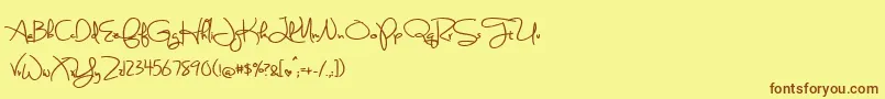 BmdSweetlyBrokenBold-Schriftart – Braune Schriften auf gelbem Hintergrund