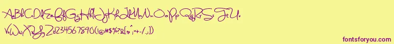 BmdSweetlyBrokenBold Font – Purple Fonts on Yellow Background