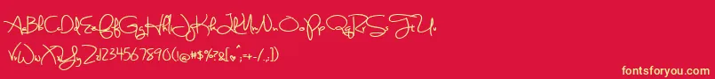 BmdSweetlyBrokenBold Font – Yellow Fonts on Red Background