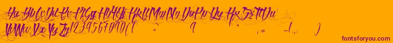 AngelOfBlood-Schriftart – Violette Schriften auf orangefarbenem Hintergrund