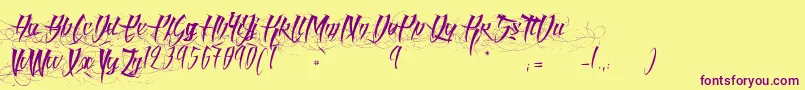 AngelOfBlood Font – Purple Fonts on Yellow Background