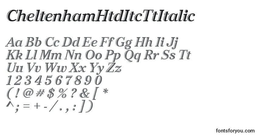A fonte CheltenhamHtdItcTtItalic – alfabeto, números, caracteres especiais