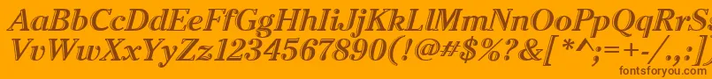 CheltenhamHtdItcTtItalic-Schriftart – Braune Schriften auf orangefarbenem Hintergrund