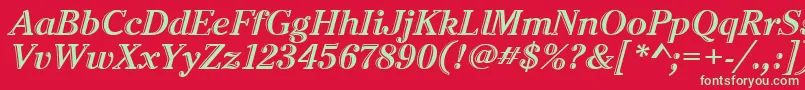 CheltenhamHtdItcTtItalic Font – Green Fonts on Red Background