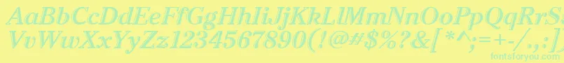 CheltenhamHtdItcTtItalic Font – Green Fonts on Yellow Background