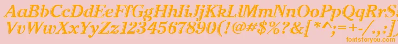 Weitere Informationen zur CheltenhamHtdItcTtItalic-Schriftart CheltenhamHtdItcTtItalic-Schriftart – Orangefarbene Schriften auf rosa Hintergrund