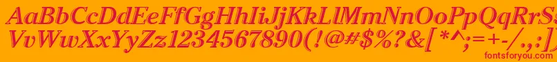 フォントCheltenhamHtdItcTtItalic – オレンジの背景に赤い文字