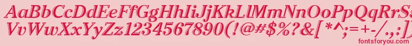 CheltenhamHtdItcTtItalic-Schriftart – Rote Schriften auf rosa Hintergrund