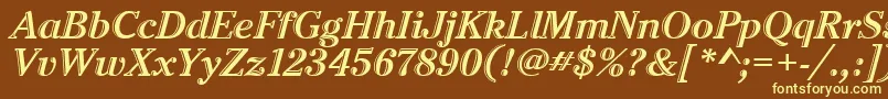 Czcionka CheltenhamHtdItcTtItalic – żółte czcionki na brązowym tle