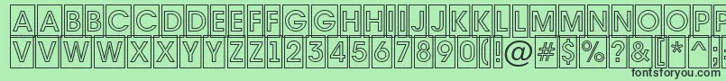 Avante7-fontti – mustat fontit vihreällä taustalla