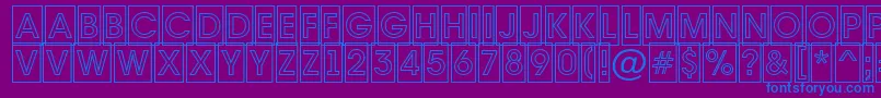 Avante7-fontti – siniset fontit violetilla taustalla