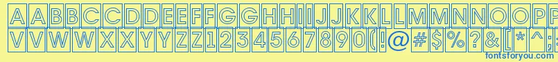 Avante7-fontti – siniset fontit keltaisella taustalla
