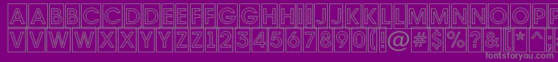 Avante7-fontti – harmaat kirjasimet violetilla taustalla
