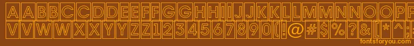 フォントAvante7 – オレンジ色の文字が茶色の背景にあります。