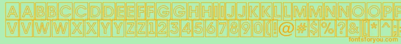 Avante7-fontti – oranssit fontit vihreällä taustalla