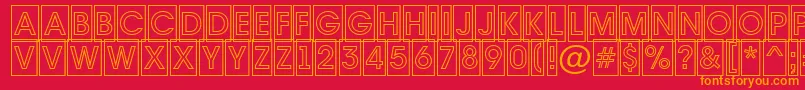 Avante7-Schriftart – Orangefarbene Schriften auf rotem Hintergrund