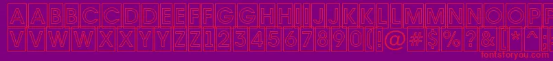 Avante7-fontti – punaiset fontit violetilla taustalla