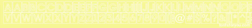 Avante7-fontti – valkoiset fontit keltaisella taustalla