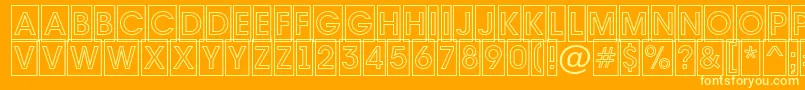 Avante7-Schriftart – Gelbe Schriften auf orangefarbenem Hintergrund