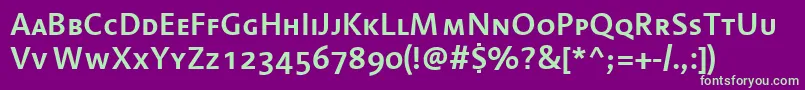 Czcionka LinotypeAromaSemiboldSc – zielone czcionki na fioletowym tle