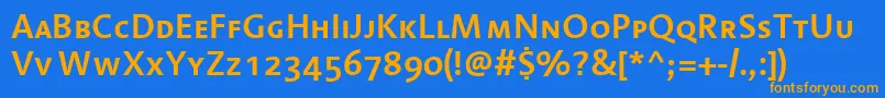 More about LinotypeAromaSemiboldSc Font LinotypeAromaSemiboldSc Font – Orange Fonts on Blue Background