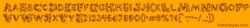 Popticsone-Schriftart – Braune Schriften auf orangefarbenem Hintergrund