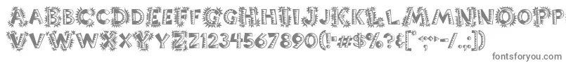 Popticsone-fontti – harmaat kirjasimet valkoisella taustalla