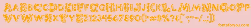 Popticsone-Schriftart – Orangefarbene Schriften auf rosa Hintergrund