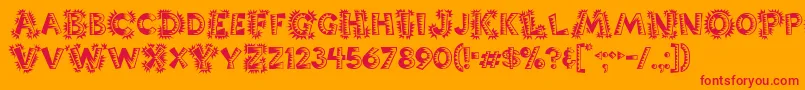 Popticsone-Schriftart – Rote Schriften auf orangefarbenem Hintergrund