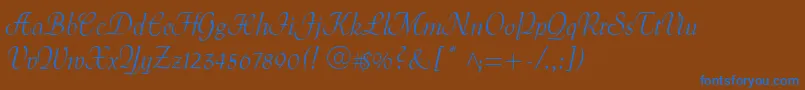 MenuetScript Font – Blue Fonts on Brown Background
