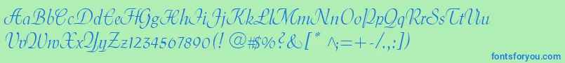 MenuetScript Font – Blue Fonts on Green Background