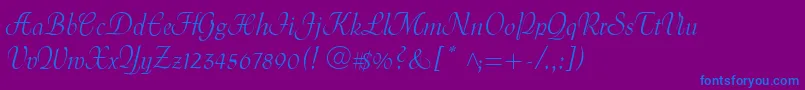 MenuetScript-Schriftart – Blaue Schriften auf violettem Hintergrund