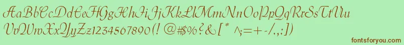 MenuetScript Font – Brown Fonts on Green Background