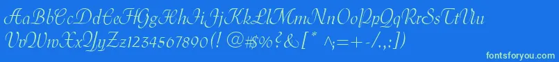 MenuetScript Font – Green Fonts on Blue Background