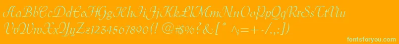 MenuetScript Font – Green Fonts on Orange Background